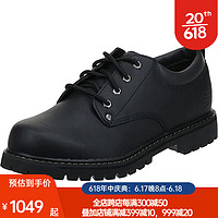 SKECHERS 斯凯奇 男鞋工装鞋大头鞋英伦风系带纯牛皮 Black 10=43码