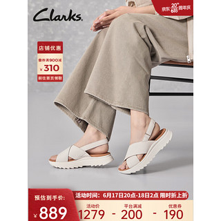 Clarks 其乐 女鞋纤动系列2023春夏舒适罗马凉鞋厚底沙滩凉鞋女 白色 261719494 39