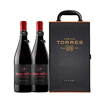 PLUS会员：TORRES 桃乐丝 公牛血优选干红葡萄酒 750ml*2 西班牙进口红酒 送礼礼盒装