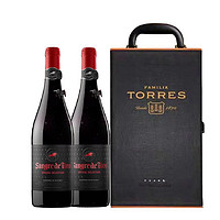 TORRES 桃乐丝 公牛血优选干红葡萄酒750ml*2 双支礼盒装西班牙进口探亲中秋送礼