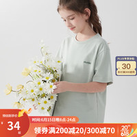 多妙屋女大童短袖T恤多妙屋女童夏装女孩白色纯棉上衣2023新款大童童装 MBD910052-薄荷绿 165cm