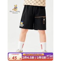 Classic Teddy精典泰迪男童裤子儿童夏季短裤中小童装休闲裤夏装打底裤新款衣服 帅气印花绳黑色 110
