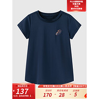 asics/亚瑟士童装2023年新款女儿童针织网球运动圆领速干短袖T恤 50藏青 120cm