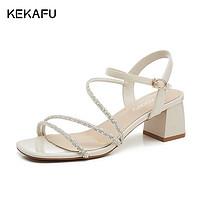 KEKAFU 珂卡芙 凉鞋女夏季高跟鞋粗跟2023年新款仙女风水钻法式配裙子女鞋