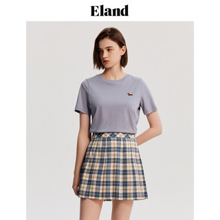 Eland衣恋短袖t恤女夏季多色休闲柯基刺绣短袖女简约上衣23夏新款 黑色(19)Black XS 155
