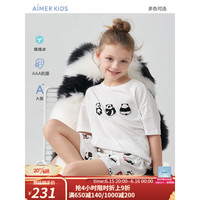 Aimer kids爱慕儿童熊猫家族中性亲子套头短袖睡衣/三分睡裤/开衫短袖睡衣 套头短袖睡衣 100