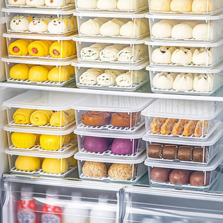 家の物语（KATEI STORY）日本冰箱包子收纳盒装馒头饺子冷冻专用保鲜盒食品级面包速冻盒子 长方形2.6L(两个装)