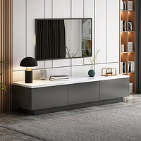 宜造(YIZAO)电视柜北欧客厅家用现代简约落地柜岩板色小户型茶几电视机柜组合 灰+白大理石纹色1.2M