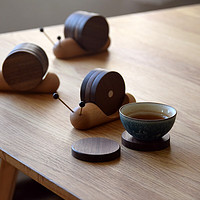 暖居客胡桃木茶杯垫隔热卡通创意蜗牛实木隔热垫木茶垫礼物 胡桃木+创意蜗牛茶杯垫