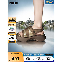 MIO米奥2023夏季松糕厚底运动沙发凉鞋酷感个性时尚休闲沙滩鞋女 军绿色 36