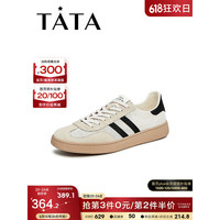 他她(TATA)2023夏商场同款舒适百搭休闲板鞋男鞋新款TXA01BM3 白/黑 40