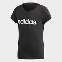 adidas 阿迪达斯 官方轻运动女大童装休闲上衣圆领短袖T恤EH6173 黑色/白 128CM
