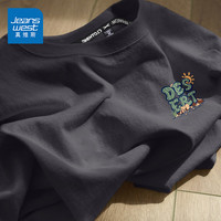 真维斯(JEANSWEST)夏季纯棉简约短袖t恤男女款夏装衣服宽松港风潮流纯白色学生半袖 深灰 沙漠_K L