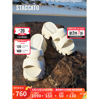 STACCATO 思加图 2023夏季新款奶油鞋凉拖鞋外穿厚底增高拖鞋女凉鞋EBK34BT3 奶油白 37