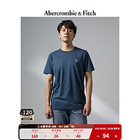 ABERCROMBIE & FITCH男装 美式休闲宽松活力经典刺绣圆领短袖T恤 326010-1 深蓝色 M (180/100A)