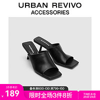 URBAN REVIVO2023夏季新款女士简约风纯色高跟穆勒拖鞋UAWS32121 黑色 35