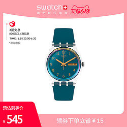 swatch 斯沃琪 瑞士手表男女表蓝色简约运动风石英情侣腕表