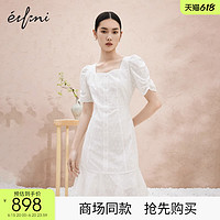 eifini 伊芙丽 法式泡泡袖优雅白色连衣裙2023夏装1E4291571