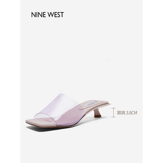 NINE WEST/玖熙拖鞋女2023夏季新款气质外穿透明条带小高跟凉拖女鞋 紫色 34