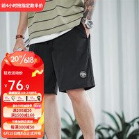 马登 工装 山系户外轻薄尼龙短裤速干机能褶皱肌理感五分中裤男夏 黑色 S