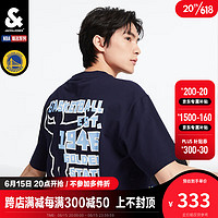 杰克·琼斯（JACK&JONES）NBA联名时尚运动男士字母宽松圆领短袖T恤上衣223201029 深蓝色 175/96A/M