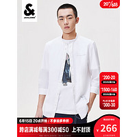 杰克·琼斯（JACK&JONES）夏季新款商务休闲简约百搭七分袖纯棉衬衫上衣潮流男装223231013 雪白色-A06 170/92A/S