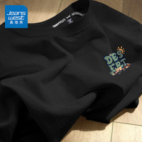真维斯(JEANSWEST)夏季纯棉简约短袖t恤男女款夏装衣服宽松港风潮流纯白色学生半袖 黑色 沙漠_K 2X