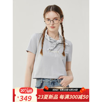 Famecoco范可儿短款T恤女夏2023今年流行漂亮小衫新款内搭打底衫 灰色 XS