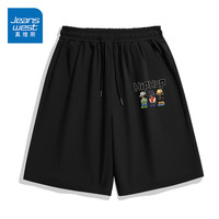 真维斯(JEANSWEST)夏季冰丝短裤男休闲宽松大码速干凉感十足小熊印花外穿沙滩五分裤 黑色 三色男孩_K 3X