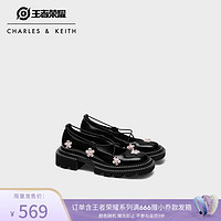 CHARLES & KEITH CHARLES&KEITH王者荣耀合作系列花木兰款桃花乐福鞋CK1-70381003 Black Boxed黑色 35