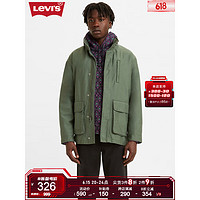 Levi's李维斯男士风衣经典复古绿色连帽休闲外套 绿色 S