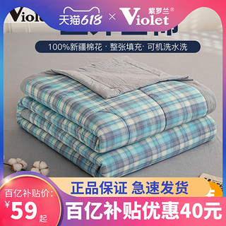 Violet 紫罗兰 A类纯棉色织水洗棉夏凉被里外全棉空调被新疆棉花被可机洗