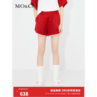 MO&Co.2023夏新品醋酸混纺撞边高腰美式运动短裤休闲裤MBC2SOT009 大红色 S/160