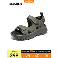 斯凯奇（Skechers）男子户外休闲轻便耐磨魔术贴凉鞋黑色237580 橄榄绿/OLV 42