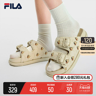 FILA 斐乐 官方LUCIA女鞋复古拖鞋2023夏新款时尚休闲轻便沙滩拖鞋