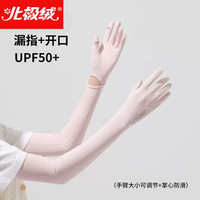 北极绒(Bejirog)冰袖防晒袖套男女防紫外线冰丝袖套手套开车钓鱼防滑触屏防晒护袖 长袖套粉色