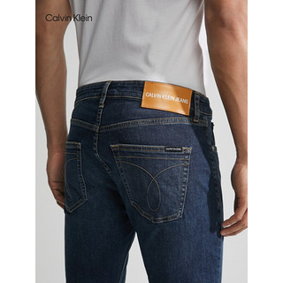 Calvin Klein Jeans春秋男士休闲简约贴片楔形版微弹水洗锥形牛仔裤J319357 1BJ-牛仔深蓝 28