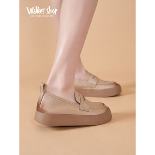 Walker Shop奥卡索休闲女鞋春夏时尚百搭厚底板鞋轻便透气D131052 米色 37