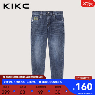 KIKC男装牛仔裤夏季新款复古舒适洗水休闲微弹薄款韩版牛仔九分裤男 蓝色 28