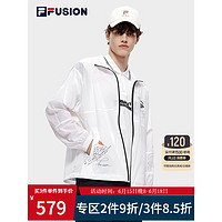 FILA FUSION斐乐潮牌男子梭织外套2023夏新宽松立领运动休闲上衣 标准白-WT 165/88A/S