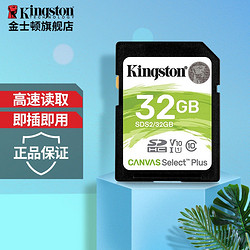 Kingston 金士顿 SD大卡（绿卡）100MB/S高速相机卡录像通用