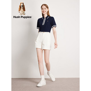 Hush Puppies暇步士女装2023夏季舒适纯棉美式休闲运动短袖Polo衫 196深蓝 XL