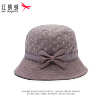 红蜻蜓（RED DRAGONFLY）中老年帽子女夏季出游防晒太阳帽时尚休闲百搭盆帽妈妈户外遮阳帽 浅紫 帽围可调（56-60CM）