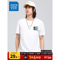 JEANSWEST 真维斯 KCP真维斯男装2023夏季新款时尚圆领短袖T恤青年纯棉潮男印花上衣