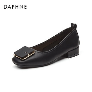 DAPHNE 达芙妮 单鞋女玛丽珍船鞋2023春季新款工作宴会皮鞋 黑色 跟高2.5cm 37标准码