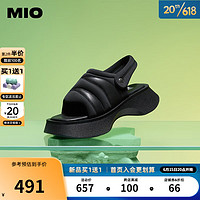 MIO米奥2023夏季松糕厚底运动沙发凉鞋酷感个性时尚休闲沙滩鞋女 黑色 34