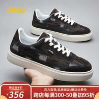Jeep(吉普)男鞋春季新品时尚潮流板鞋舒适百搭休闲鞋复古轻奢低帮鞋 黑色 39