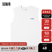 Semir森马背心男士字母印花休闲运动内衣凉感舒适无袖打底衣 白色调00311 175/92A/L