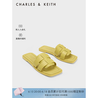 CHARLES&KEITH23夏季新品SL1-71790012简约外穿罗马凉拖鞋女 Yellow黄色 39