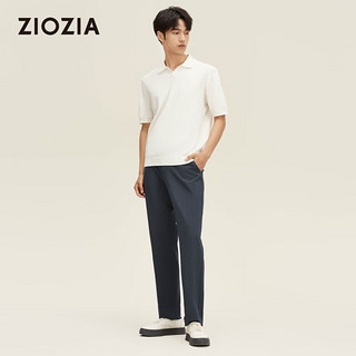ZIOZIA 短袖针织衫男士翻领夏季新品时尚休闲纯色修身ZEQC2X06 白色 95/M/170